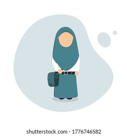 Cartoon student character, Vector illustration of senior high school Girls, suitable for the education concept and back to school