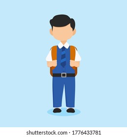 Cartoon student characters, Vector illustration of junior high school boys, suitable for back to school concept