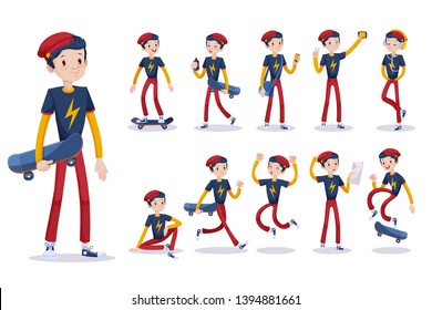 Cartoon Student doing different actions