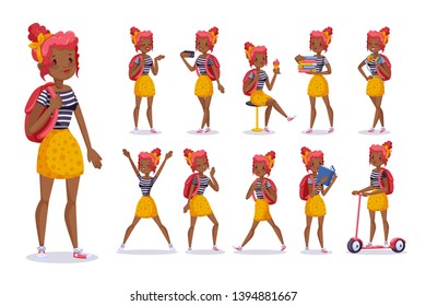 Cartoon Student doing different actions