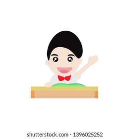 Cartoon student kid vector illustration, isolated on white background.