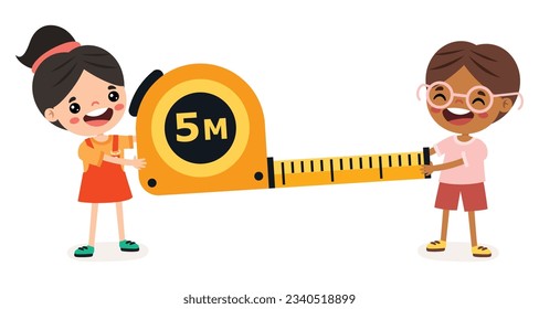 Cartoon Student Using Tape Measure