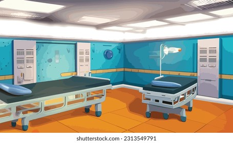 Cartoon studio background, matte detail painting, lighting, lighting, lens flare.
, hospital room with simple design and blue lighting.