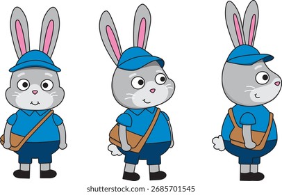 Estilo de dibujos animados 2D conejo conejo post entrega chico