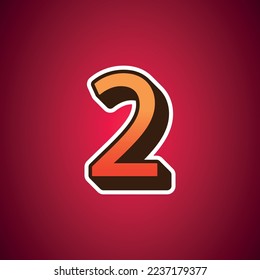 Cartoon style 3d number 2