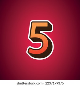 Cartoon style 3d number 5