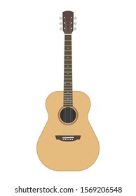 Cartoon style acoustic guitar. Western cowboy style simple shape. Vector illustration image. Isolated on white background.