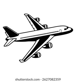 Cartoon Style Airplane Illustration Isolated on White Backgroun