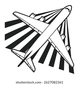 Cartoon Style Airplane Illustration Isolated on White Backgroun