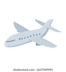 Cartoon Style Airplane Illustration. Vector illustration of a cartoon-style commercial airplane flying in the sky. Ideal for travel, aviation, tourism, and transportation concepts.