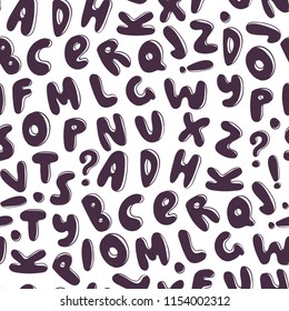Cartoon style alphabet. Vector seamless pattern