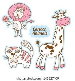 Cartoon style animals. Vector isolated object. Cartoon character.