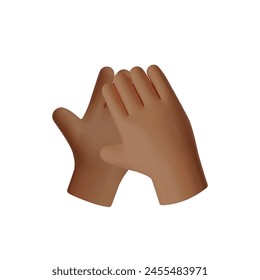 Cartoon style applause in vector 3D design. Dark skinned hands icon depicting a clapping gesture, ideal for website and mobile app interfaces, isolated for ease of use.