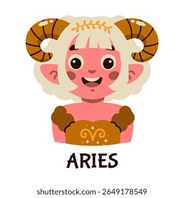Cartoon Style Aries Zodiac Character Illustration