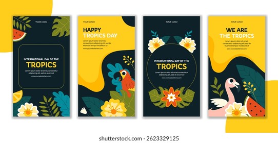 Cartoon Style Background Illustration for Tropics Day Awareness Social Media Stories