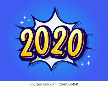 Cartoon style background, new year 2020 banner, 2020 backdrop, modern retro background
