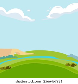 cartoon style background of sky. flat style nature landscape