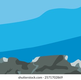 cartoon style background of under the sea. flat style nature under the sea