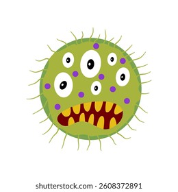 Cartoon Style Bacteria and Virus Icon, Vector Illustration