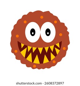 Cartoon Style Bacteria and Virus Icon, Vector Illustration
