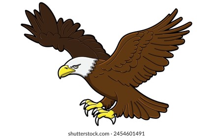 Cartoon style Bald Eagle isolated on a white or transparent background