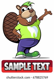 Cartoon style beaver character, vector logo.
