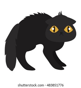 Cartoon style black cat vector silhouette