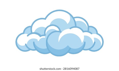 Cartoon style blue cloud with smooth rounded forms ideal for weather icons sky backgrounds and weather forecast illustrations