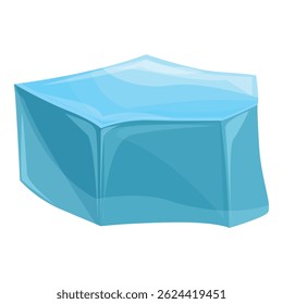 Cubo de hielo azul del estilo de la historieta que se derrite, dando una sensación refrescante