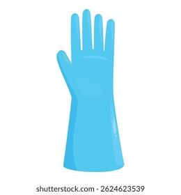 Cartoon style blue medical glove protecting hand while working
