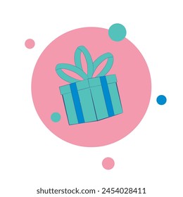 Caja De Regalo De Regalo De Estilo De Dibujos Animados Azul Envuelto Con Un Arco Y Una Cinta