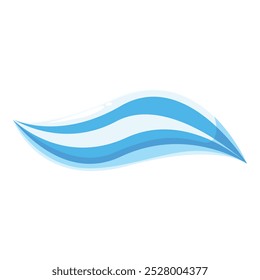 Cartoon style blue water wave is flowing with a swirling motion