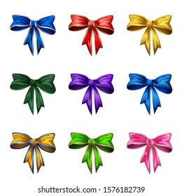 Cartoon style bows isolated on white background