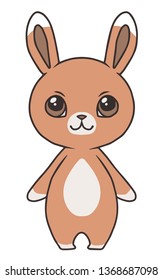 Cartoon style brown standing easter bunny vector illustration