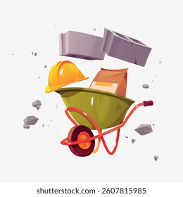 Cartoon style building icons for use in building and construction designs on a white background. Vector.