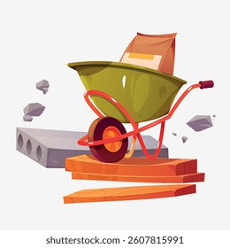 Cartoon style building icons for use in building and construction designs on a white background. Vector.
