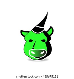 Cartoon style bull beast vector illustration isolated on white background.