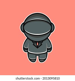 cartoon style businessman cute astronaut illustration