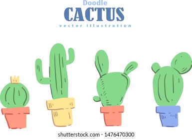 A cartoon style cactus doodle vector illustration