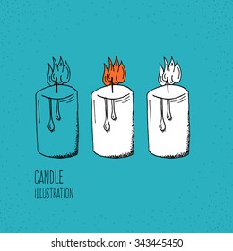 Cartoon Style Candle Hand Drawn Illustration Icon - Christmas and Holiday Vector Graphic Resource
