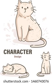 cartoon style cat doodle . cat vector illustration