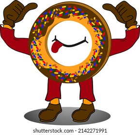 cartoon style character donut illustration isolated on a white background.
