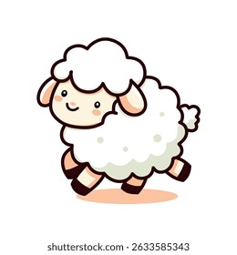 Cartoon Style Cheerful Running Sheep Character Illustration Animal Mascot
