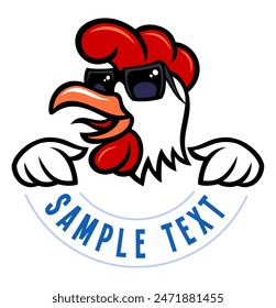 Caricatura estilo pollo personaje, Ilustración vectorial. Concepto de diseño de logotipo de granja de pollo. Aislado sobre fondo blanco.