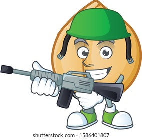 A cartoon style of chickpeas Army with machine gun