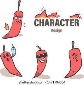 cartoon style chili doodle . Chili vector illustration