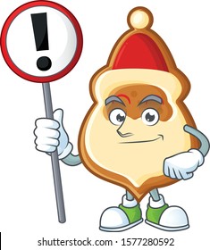 Cartoon style of christmas hat cookies with sign in his hand
