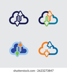 Icono de la nube del estilo de la historieta para el logotipo amistoso del uso del niño y marca juguetona del servicio del Web

