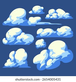 Cartoon style clouds element collection vector 