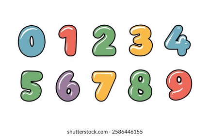 cartoon style Colorful number bullet point 0 to 9 vector set. number bullet icon icons .